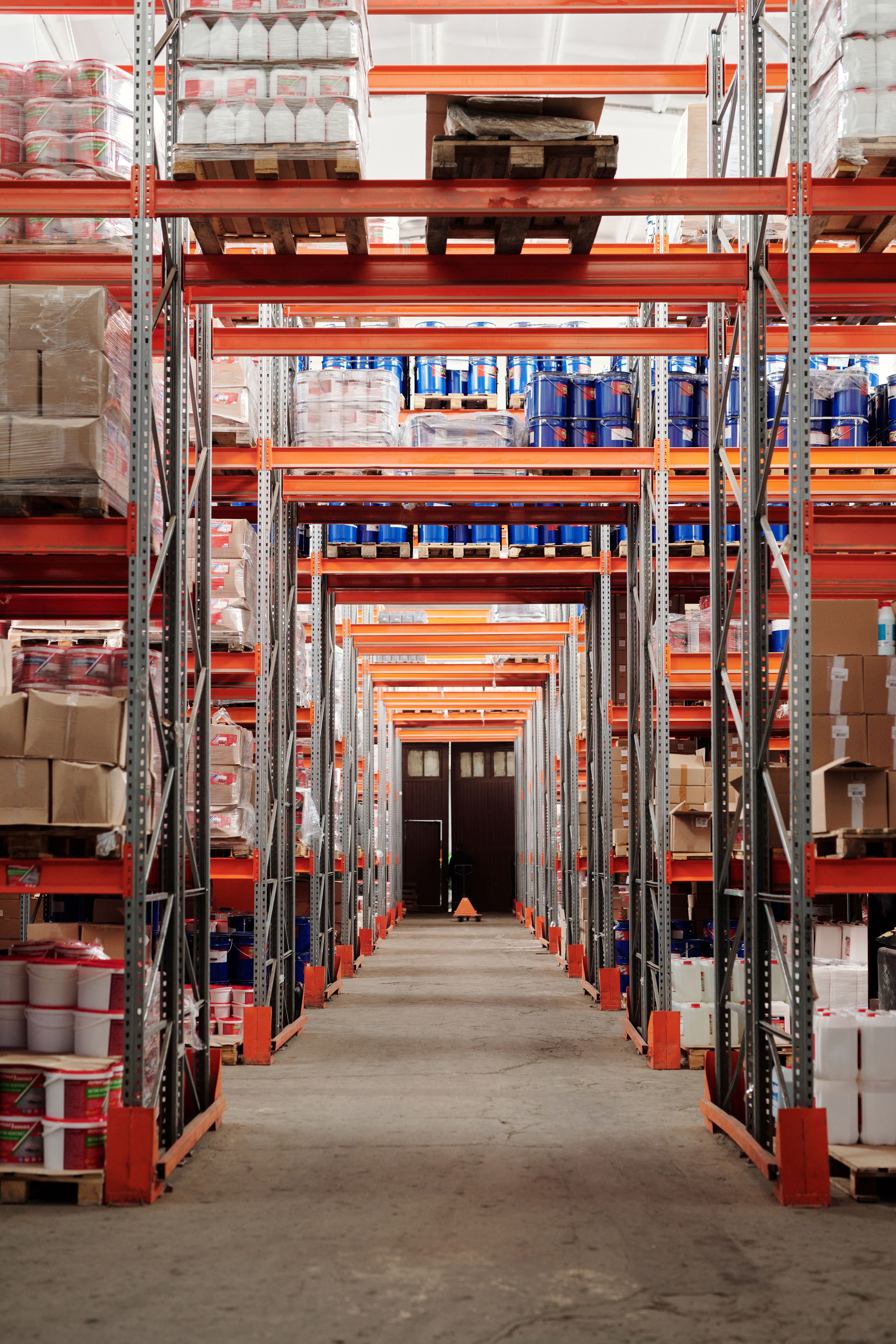 Illustrative photograph of warehouse inventory shelving